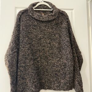 Free People Textured Brown Cowl Neck Sweater
